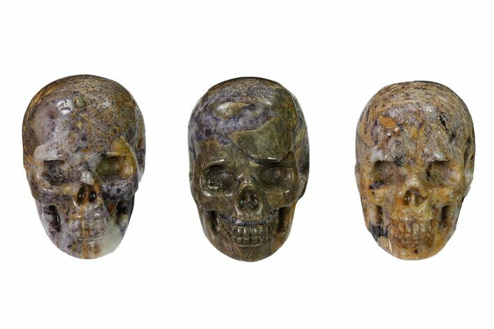 1.5" Polished Amethyst Breccia Crytstal Skulls - Photo 1